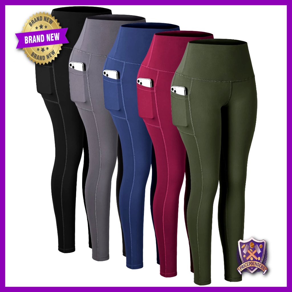 High Waisted Leggings With Pockets, Tummy Control Yoga Pants For Women